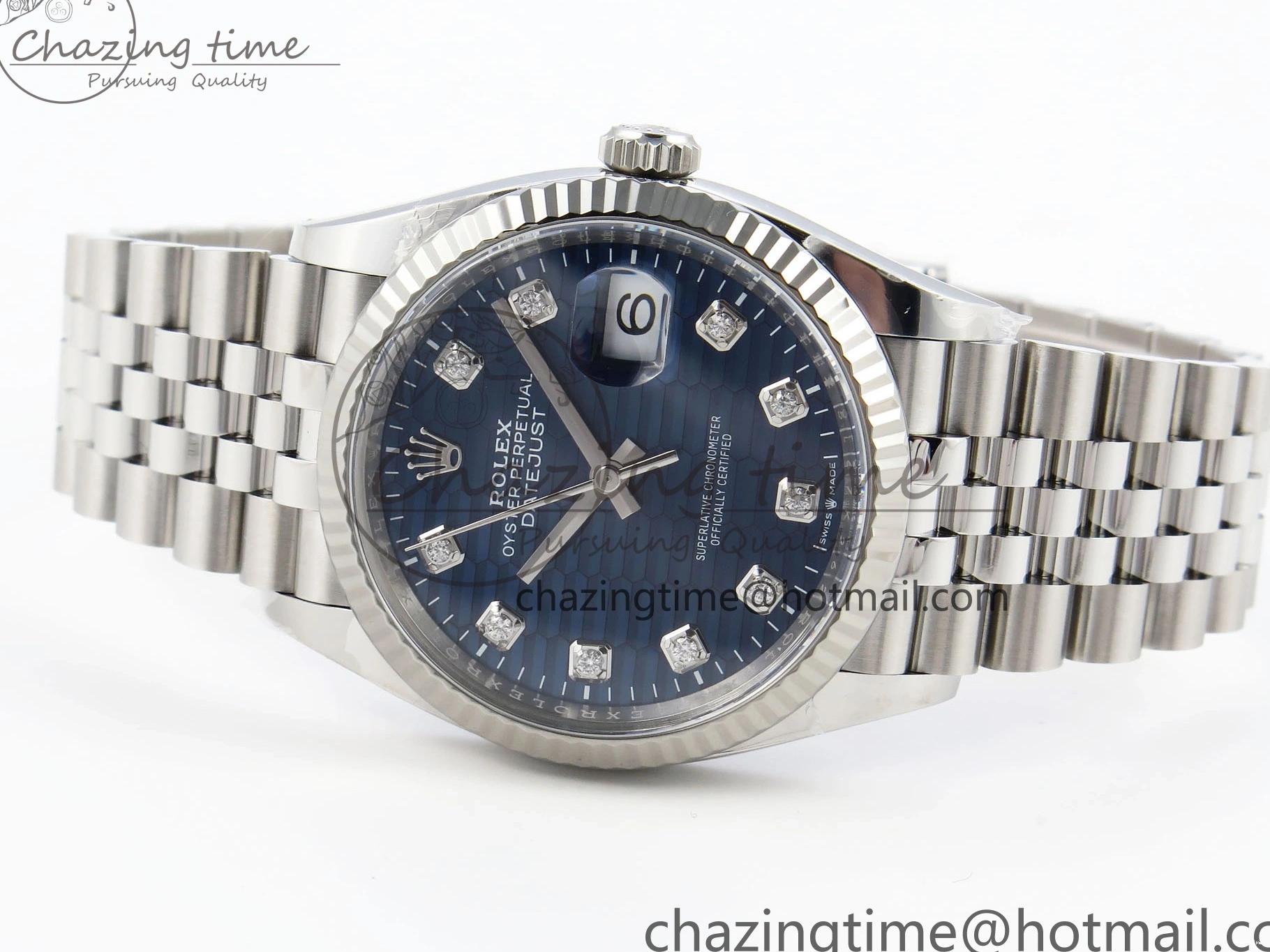 MiroTime 0424 FastDry DateJust 36 126234 Clean 1:1 Best Edition 904L Steel Blue Textured Diamonds Dial on Jubilee Bracelet VR 1967